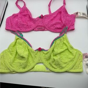 Lace Underwire Bra Set of 2 - Pink and Green fruit of the loom 40D